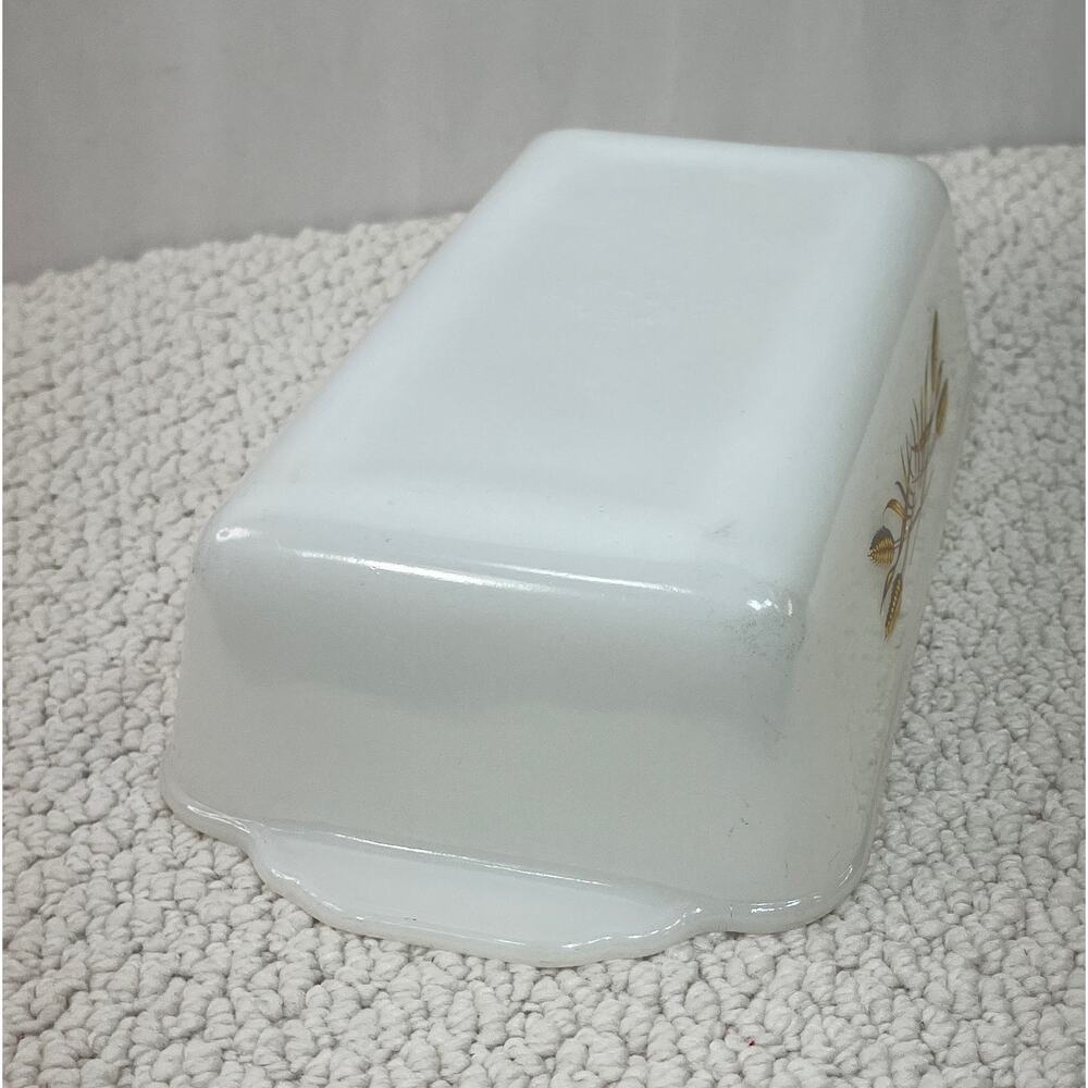 Anchor Hocking Fire King Wheat Pattern Milk Glass Loaf Baking Pan 10.5" VTG USA - Picture 6 of 8